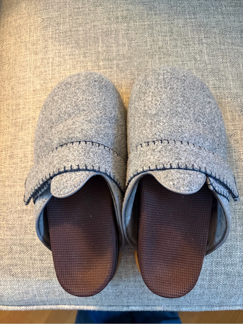 Commbi Grey Felt Slip-On Mules- women’s size 6